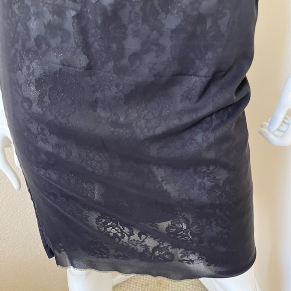 LOYD/FORD NEW! Vintage! Black Sheer Silk Pull On Skirt w/ Silver Lace Lining 4 - Picture 2 of 7